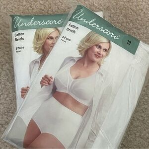 Underscore 6 pair (two 3 packs) cotton Full Coverage Briefs Panties color white